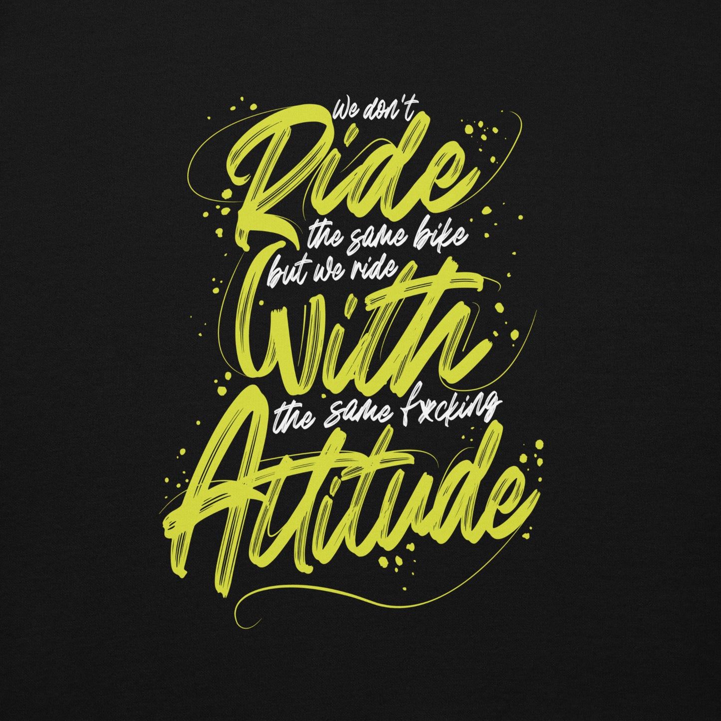 Design du hoodie noir ODFU Ride with Attitude coton graffiti streetwear motard