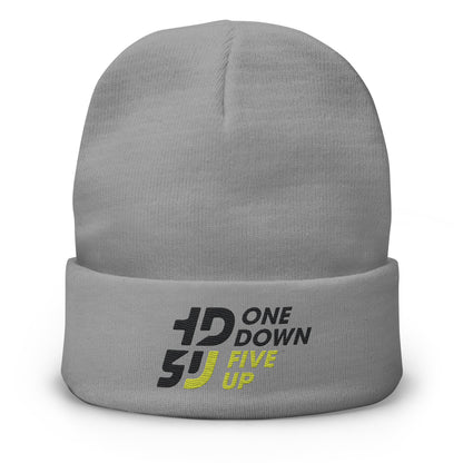 bonnet One Down Five Up brodé, bonnet moto rétro, bonnet homme femme look motard, bonnet broderie logo One Down Five Up, bonnet motard gris