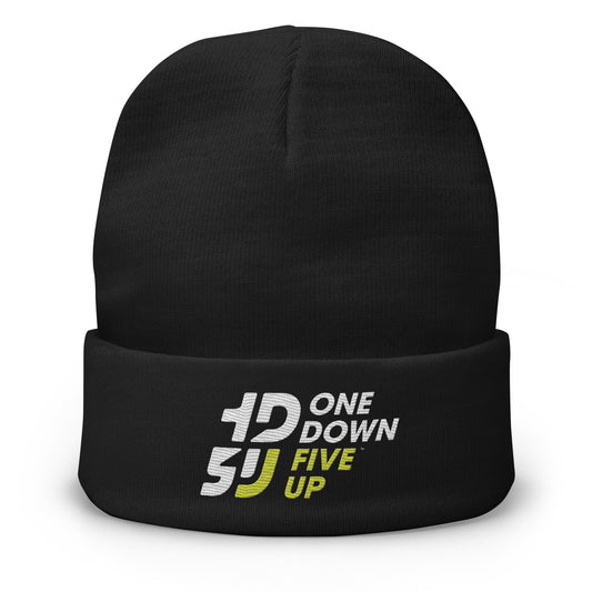 bonnet One Down Five Up brodé, bonnet moto rétro, bonnet homme femme look motard, bonnet broderie logo One Down Five Up, bonnet motard noir