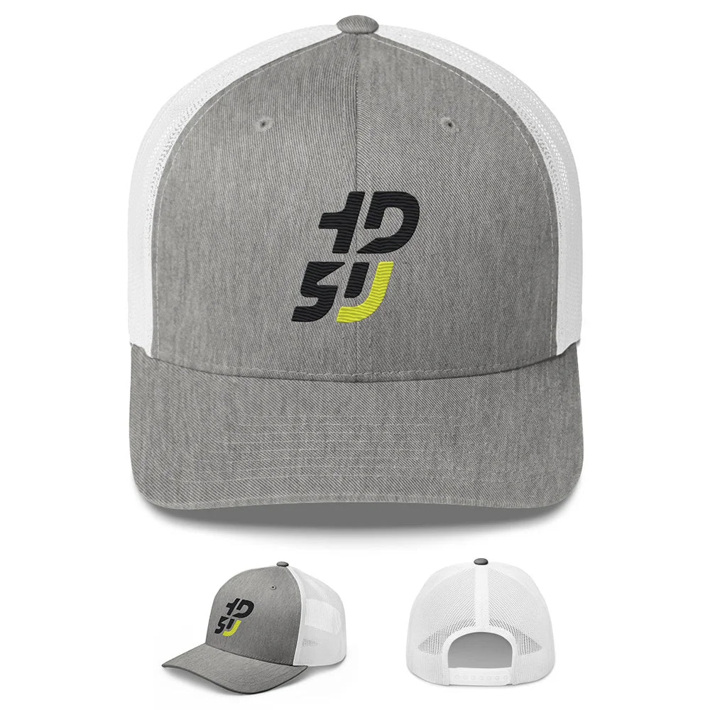 casquette moto Trucker retro brodée streetwear motard 1D5U gris blanc