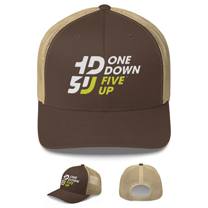 casquette moto Trucker retro marron kaki streetwear motard One Down Five Up logo broderie