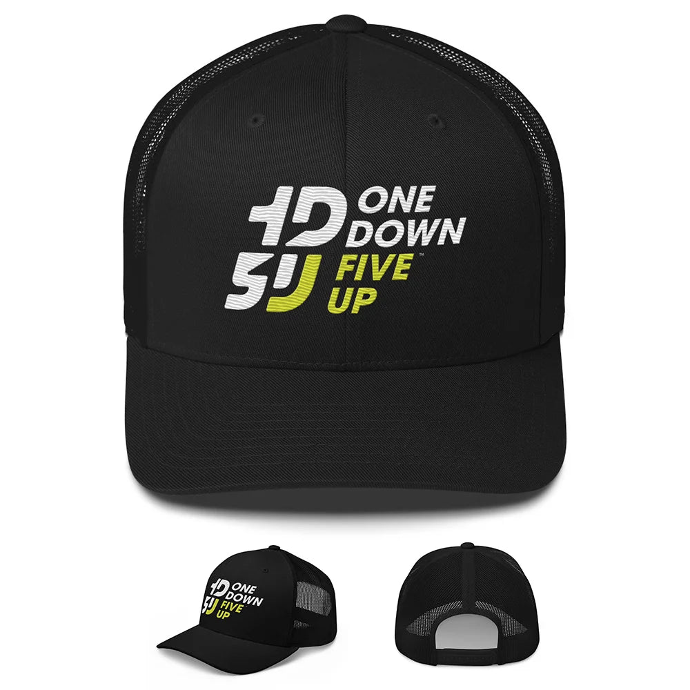 casquette moto Trucker retro noir streetwear motard One Down Five Up logo broderie