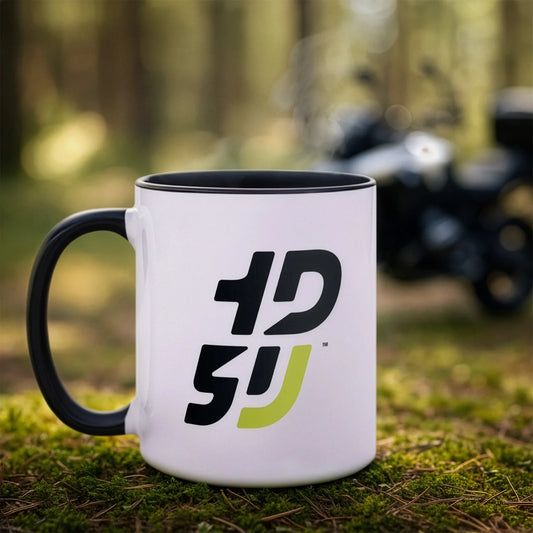 mug tasse motard ceramique bi-color moto noir blanc 1D5U exterieur one down five up