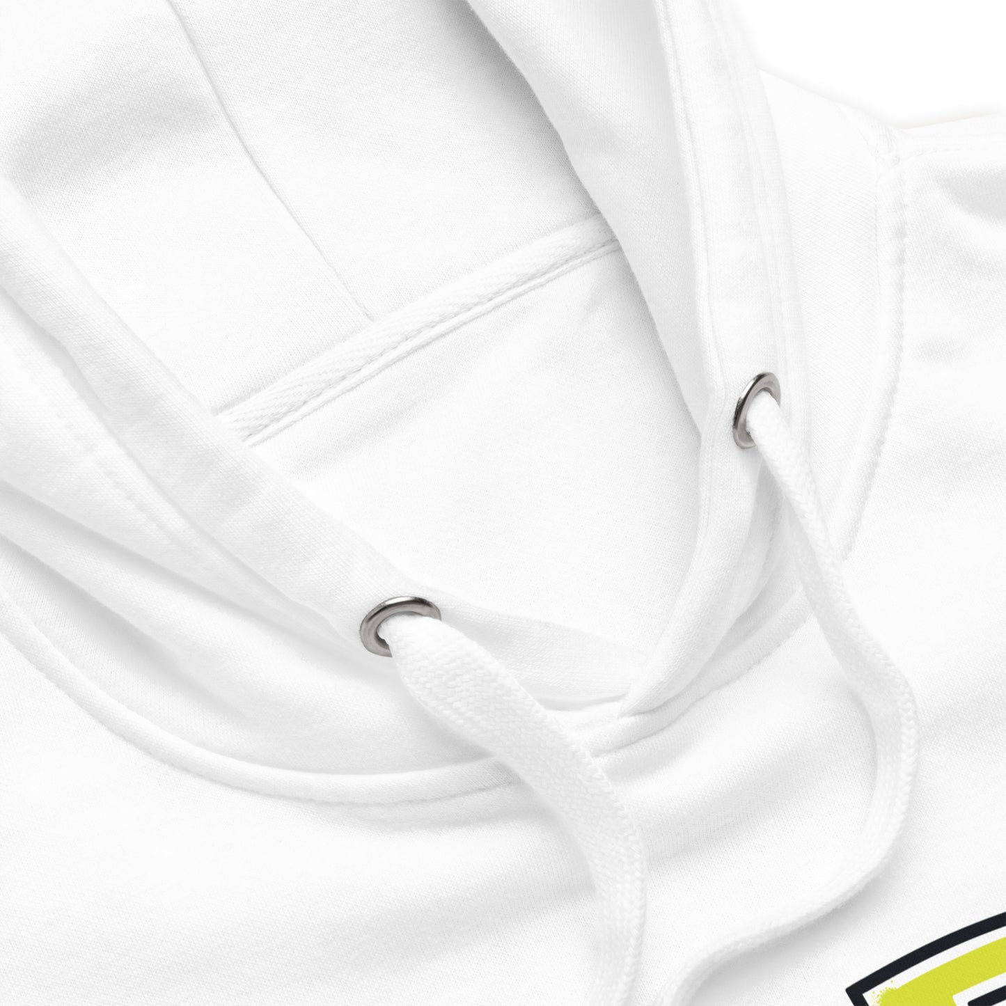 Sweat à capuche ODFU University Ride With Attitude varsity américain motard blanc detail
