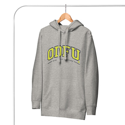 Sweat à capuche ODFU University Ride With Attitude varsity américain motard gris