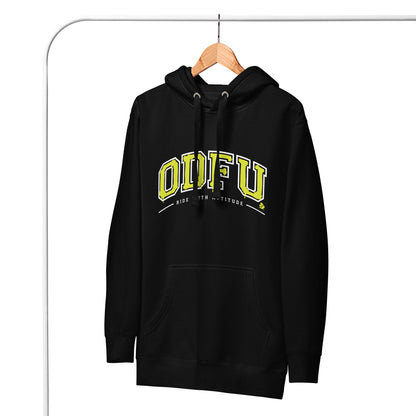 Sweat à capuche ODFU University Ride With Attitude varsity américain motard noir