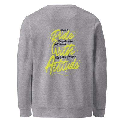 Sweat écologique moto gris avec logo monogramme et slogan graffiti Ride with attitude