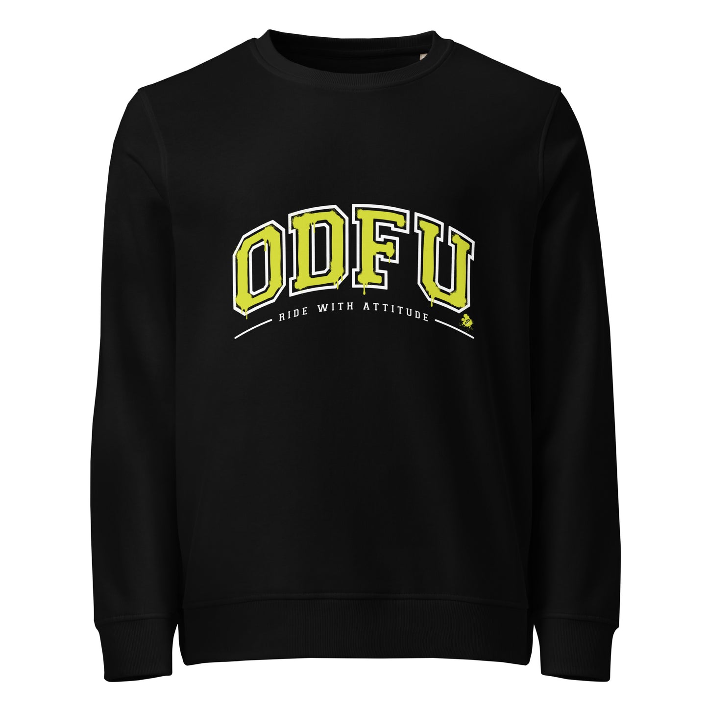 Sweat unisexe ODFU Ride With Attitude style varsity américain coton bio noir
