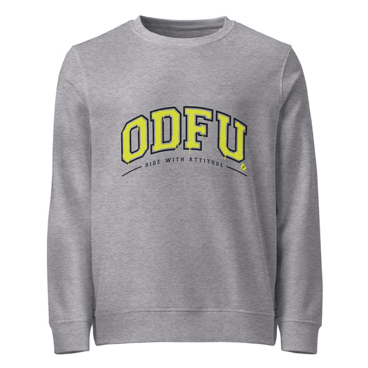 Sweat unisexe ODFU Ride With Attitude style varsity américain coton bio gris