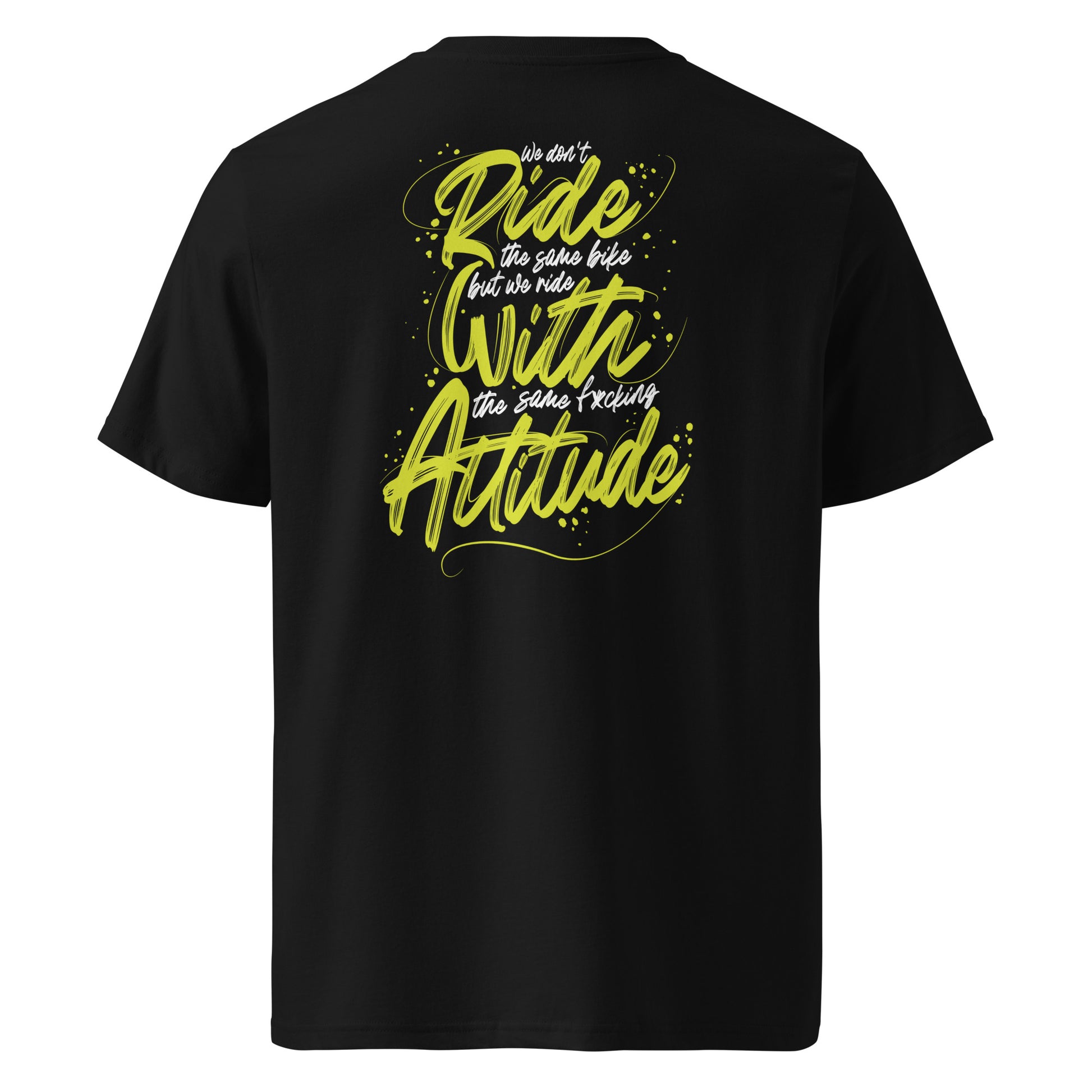 Dos du t-shirt noir ODFU Ride with Attitude graffiti We don’t ride the same bike streetwear motard