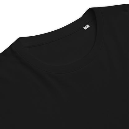 Détail du t-shirt noir ODFU Ride with Attitude coton bio graffiti streetwear motard